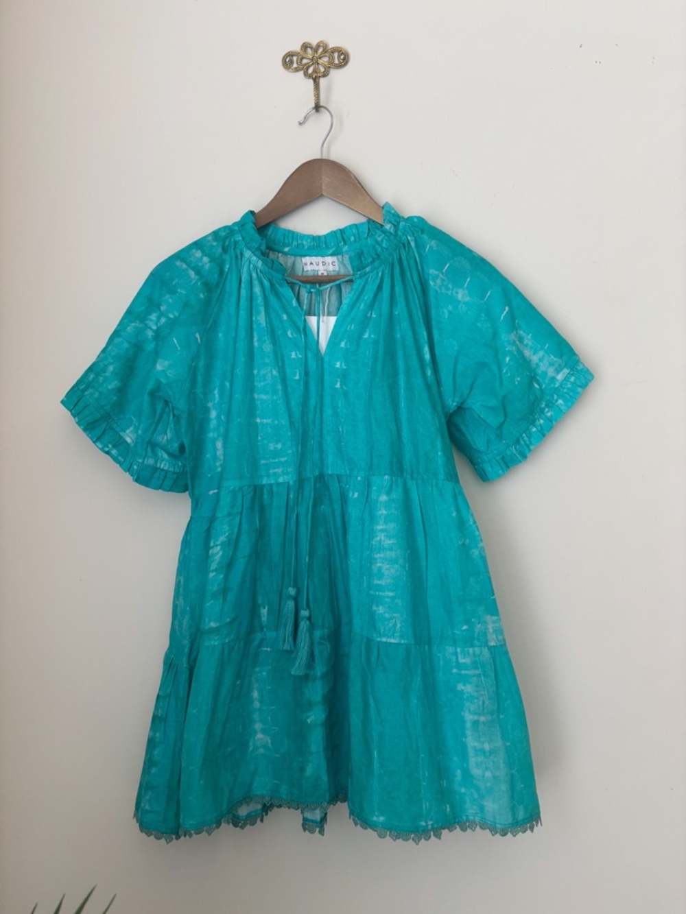 Naudic Emerald Tie Dye Matilda Tunic Top Medium Bohemian Summer NEW NWT